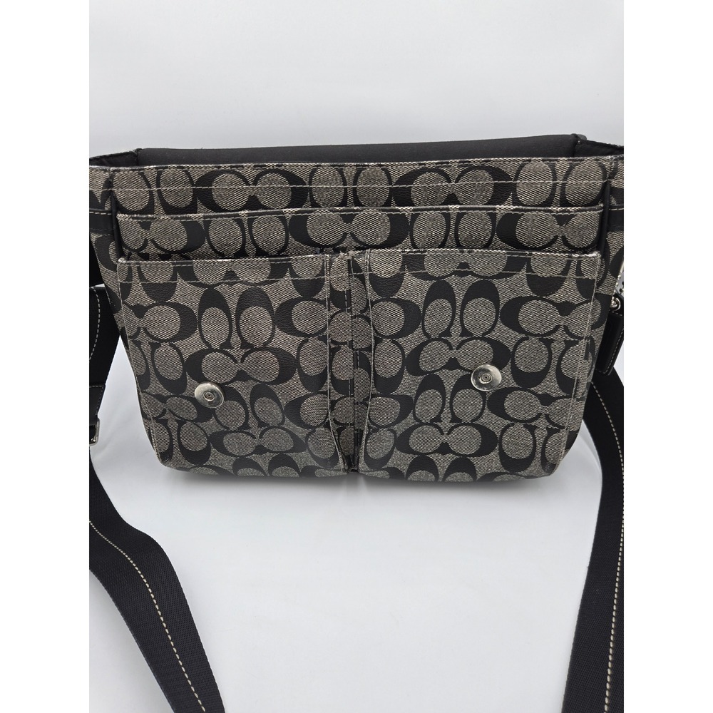 Coach Heritage Stripe Signature Messenger Bag Black Grey Crossbody F70590 - Picture 5 of 16